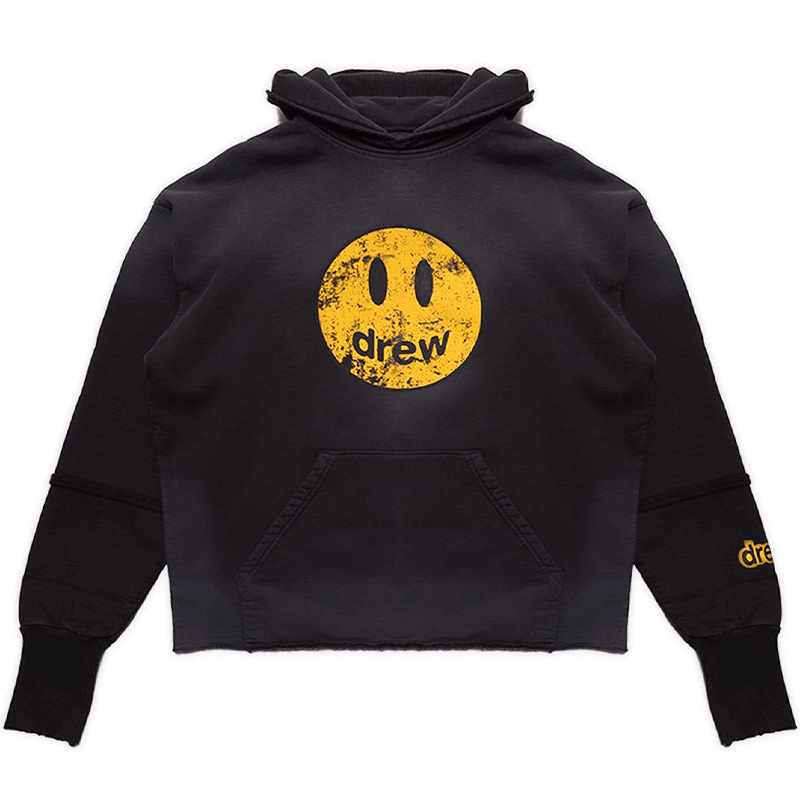 Drew House Mascot Faded Deconstructed Hoodie Black image 0